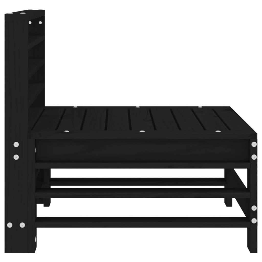 Vidaxl Ogrodowa Sofa Środkowa, Czarna, Lite Drewno Sosnowe