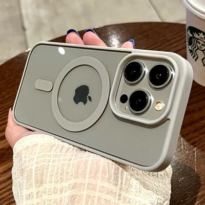 Luxuriöses kabelloses Laden, transparente Magsafe-Hülle für iPhone 11 12 13 14 15 16 Pro Max Mini Plus, magnetische weiche Stoßstangenabdeckung