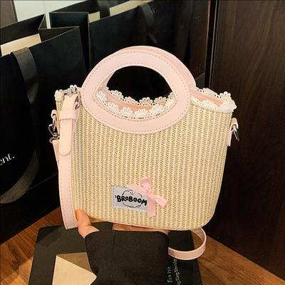 Fashion Bow Lace Edge Portable Bucket Bag Women's New Casual Shoulder Messenger Bag