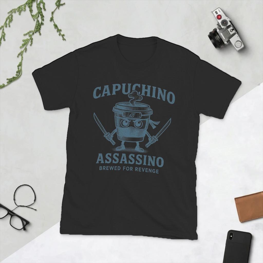 Cappuchino Assassino Brewed For Revenge Italian Brainrot Tshirts Unisex Cotton Tee Shirt Short Sleeve T Shirt Graphic Clothes