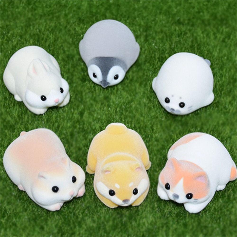 Kitten Doll Hamster Model Toy Cat Bunny Penguin Seal Doll Flocked Animal Ornaments  Kids Gift