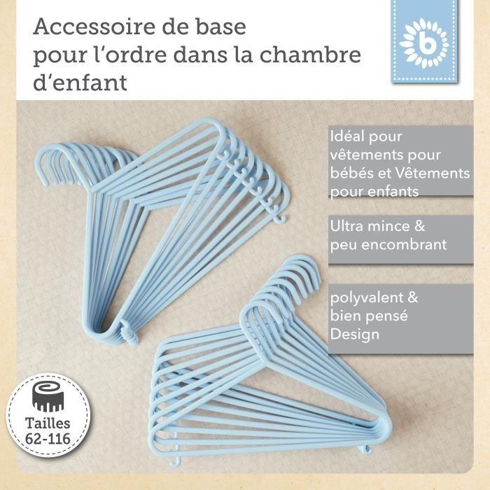 Cintres Enfant - BIECO - 16 pcs - Plastique - Longueur 30 cm - Couleur Blanc