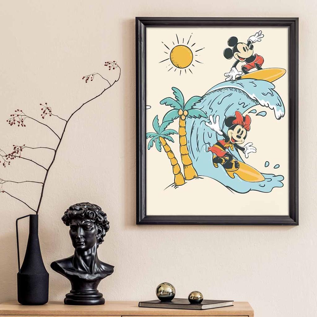 DIY Diamond Painting Mickey Minnie Is Surfing Cross Stitch Kit Mosaic Art Diamond Painting Full Circle Diamond Home Decoration