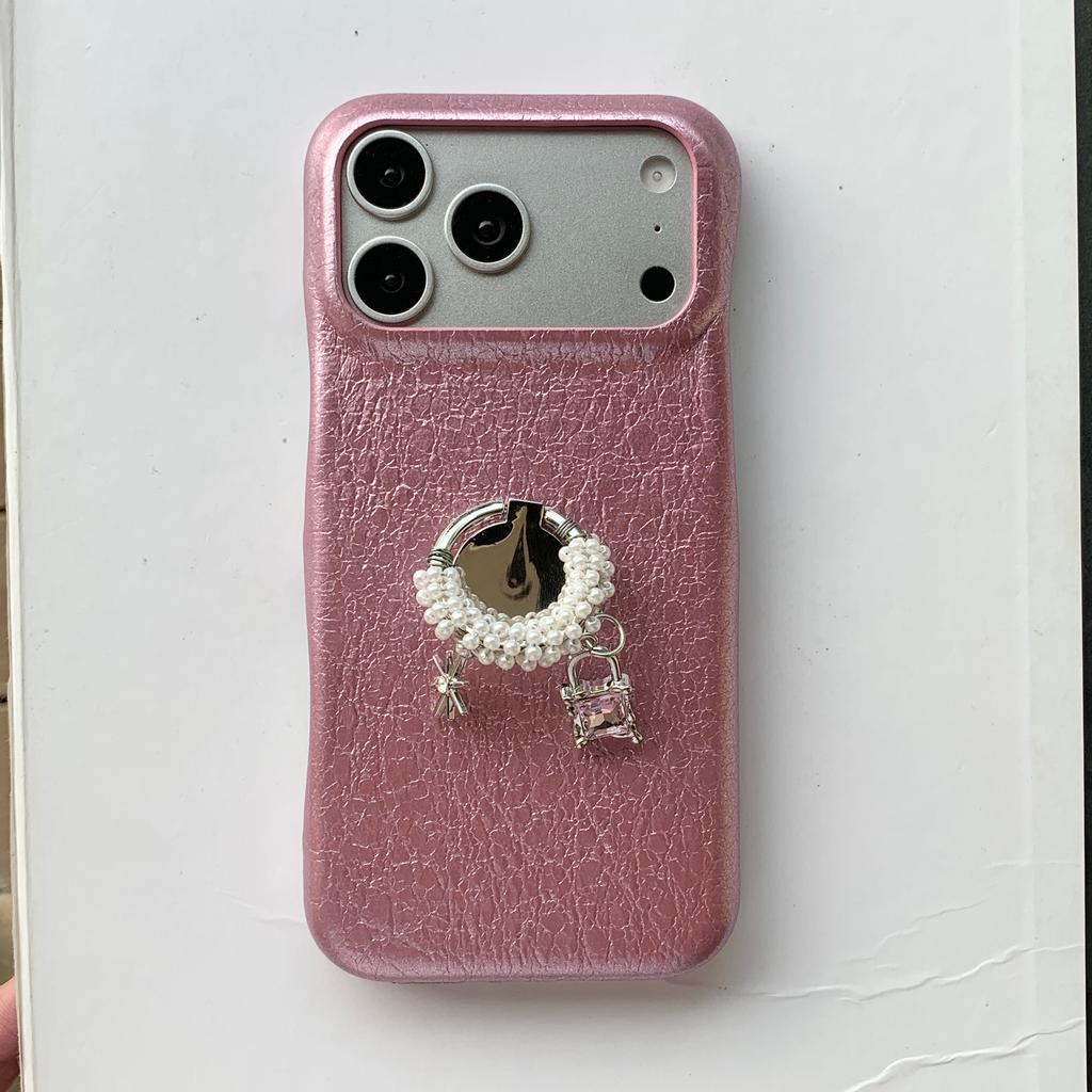 Fashion Glitter shell texture Pearl ring kickstand Phone Case For iPhone 17 Pro Max 16 Plus 15 14 13 12 Comfortable Grip Cover