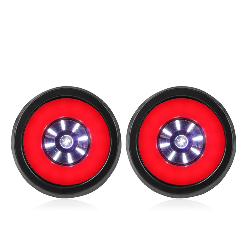 

2PCS Brake Stop Tail Light 4inch Round DRL Running Red White LED Truck Trailer Stop Turn Signal Tail Rear Brake Lights 24V