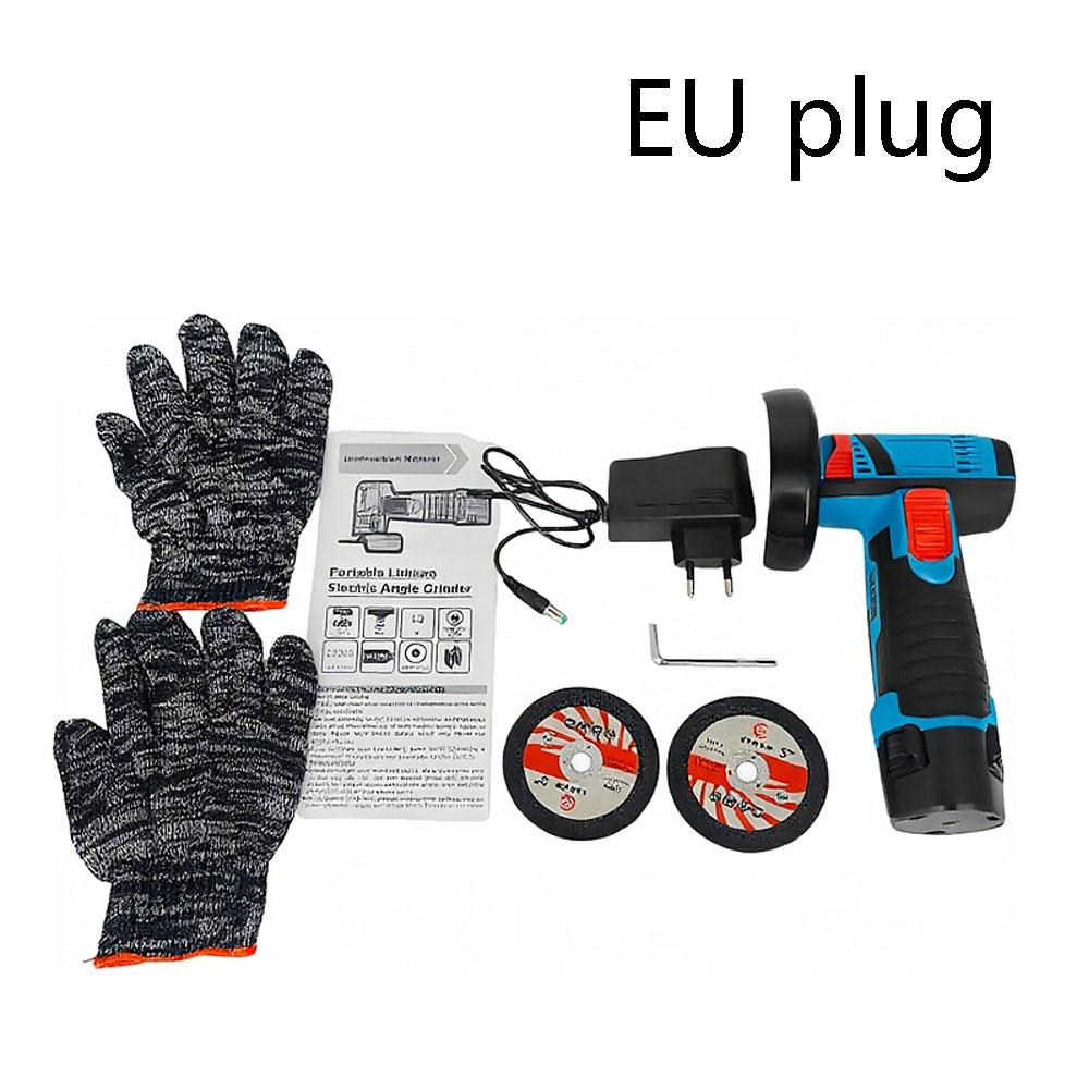 12V Cordless Electric Angle Grinder Brush Cutter Polishing Machine Portable DIY Home Power Tool with Saw Blade
