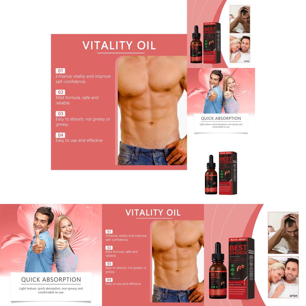 North Moon Men's Herbal Oil Energizing Vitality Massage Oil For Strong Body Care