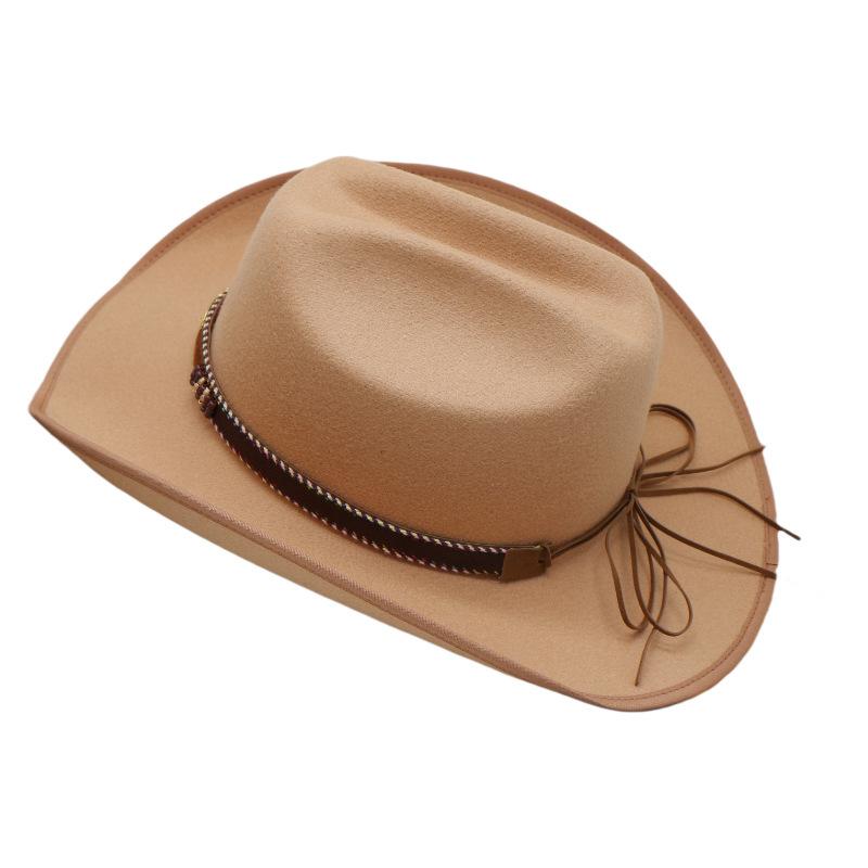 Men And Women Western Cowboy Hat Big Eaves Hat Jazz Hat Spring Ethnic Hat Felt Hat