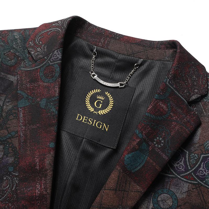 Men's Printed Suit Jacket Spring Middle-aged and Young Men's Suit Top Casual Single West