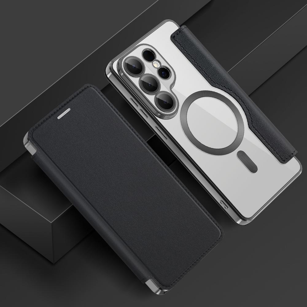 Leather Flip Phone Case for Samsung Galaxy S25 S26 Ultra Plus S25 FE Edge S24 S25 Ultra For Magsafe Card Wallet Mangnet Funda