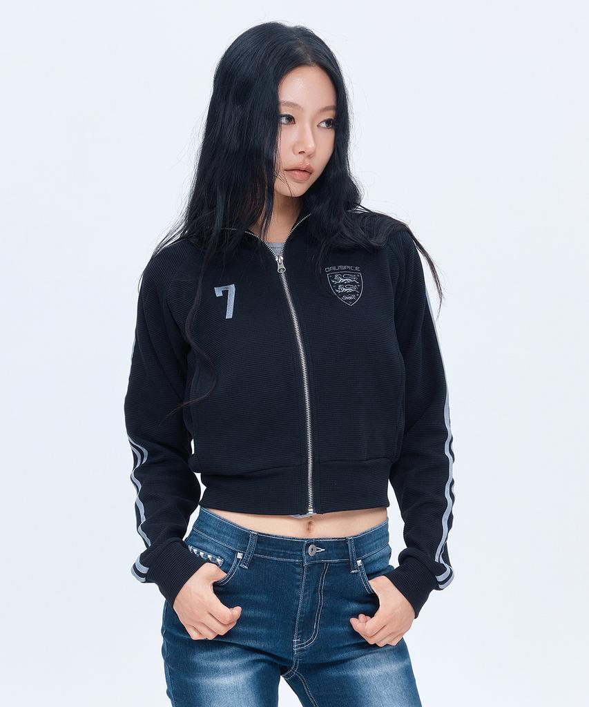 DAUSPICE (Duc) Waffle Cropped Track Top Black