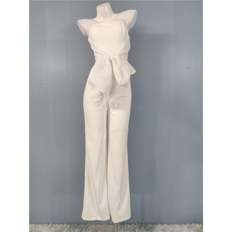 Foreign Trade Order Wrap-around Lu's Home Fashion Sexy Gyaru Backless Royal Sister Pearl Strap Elegant Socialite Banquet Jumpsuit