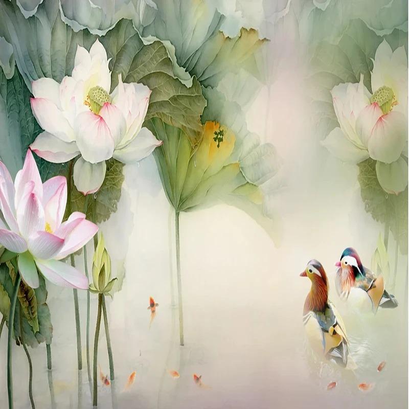 3d Stereo Lotus Pond Wallpaper Living Room Tv Sofa Study Background Wall Mural Home Decor