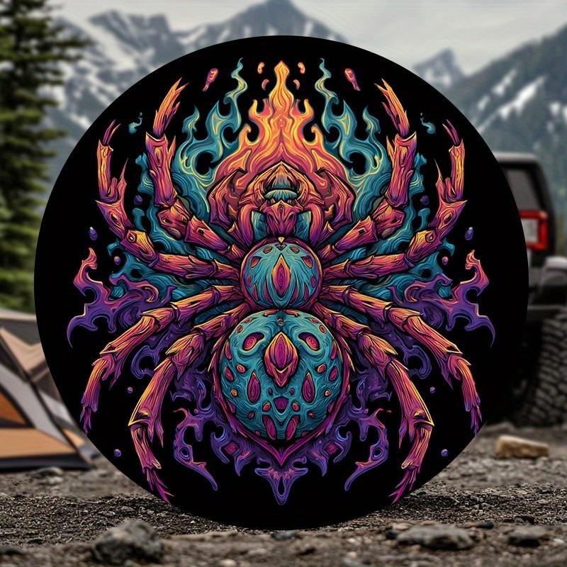 Psychedelic Spider Tire Cover Polyester Waterproof Spare Wheel Protector for SUV Truck Accessory