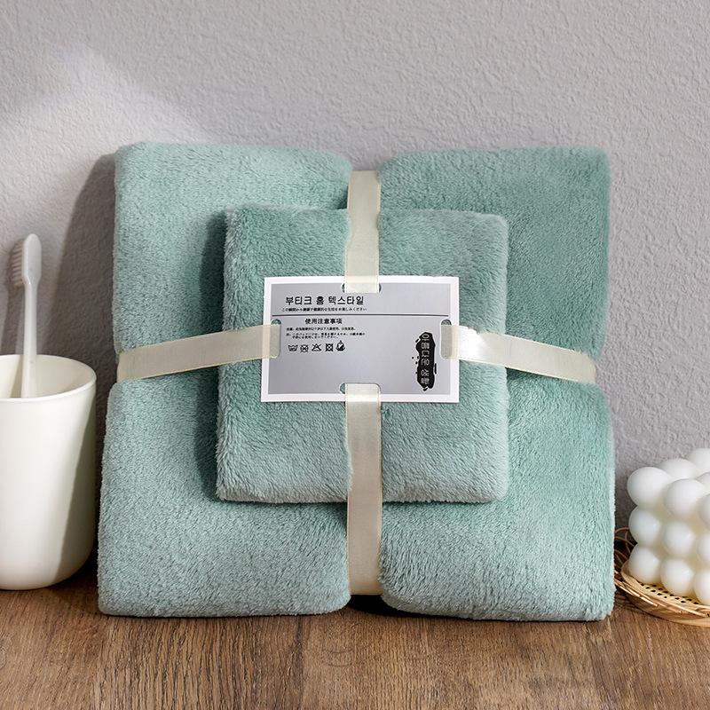 2-teiliges Korallenfleece-Handtuch Badetuch-Set Weizenmuster Superweich Saugfähig Badelaken Spa-Gesichtstuch Mehrere Musteroptionen