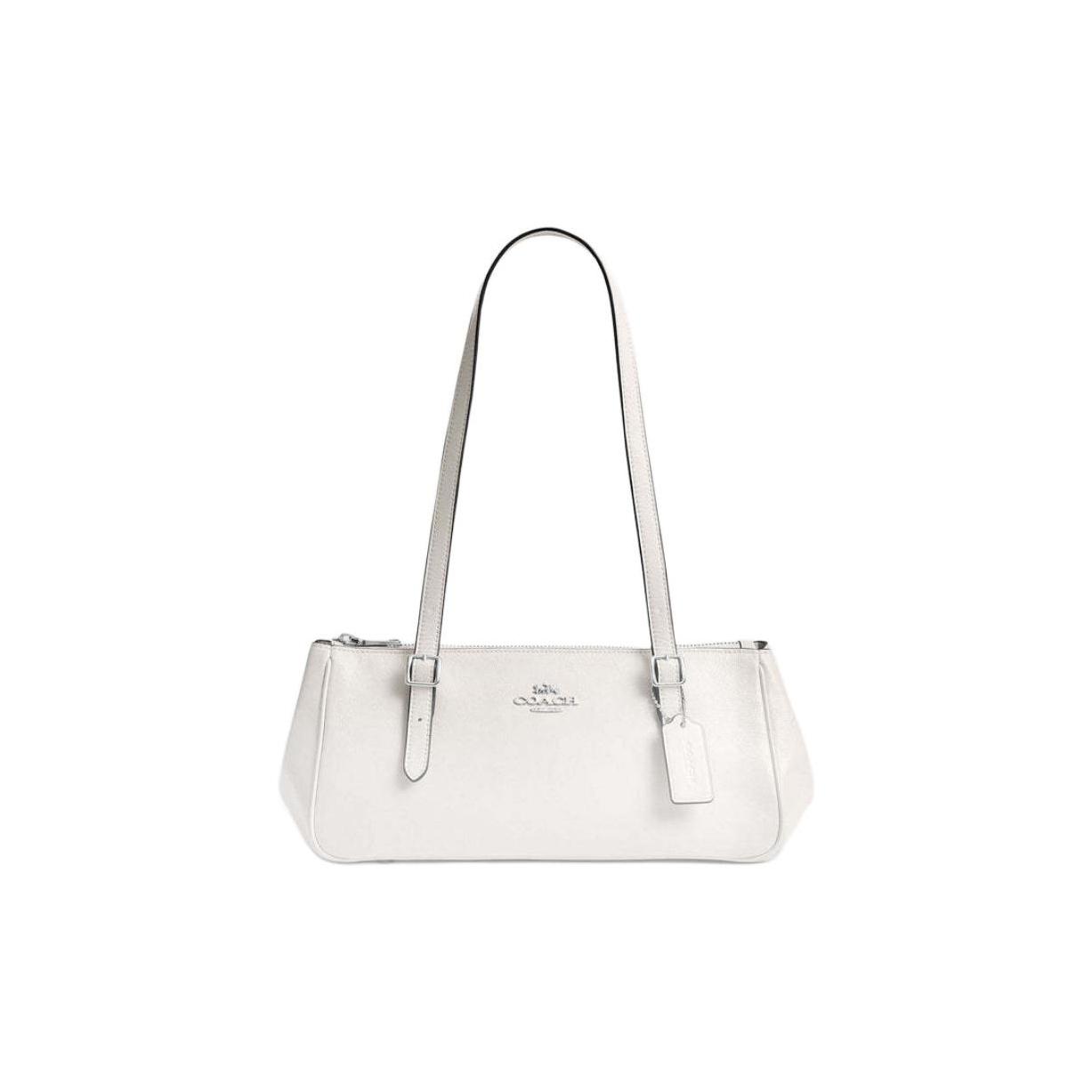 Coach White Pebbled Leather Adjustable Shoulder Bag for Daily Use Basic Set (Bag+Dust Bag)