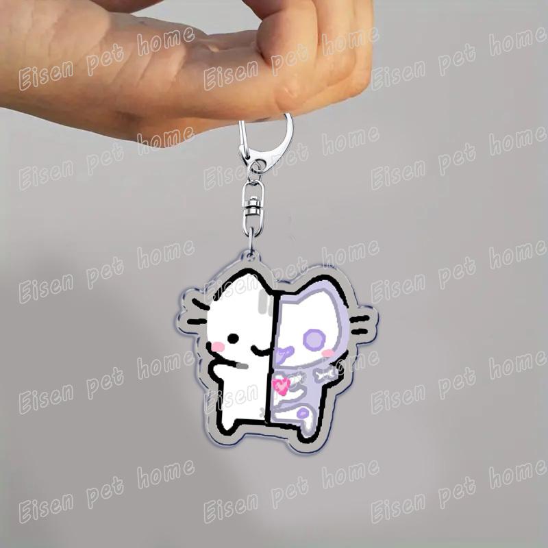 Cute Cat Cartoon Keychains for Accessories Bag Funny Meme Kawaii  Strawberry Kitten KeyChain Ring Jewelry Fans Gifts Keyrings