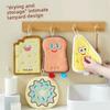 Cheese Toast Cute Cartoon Hand Towel, Kitchen and Bathroom Hanging Quick Drying Cloth, Coral Fleece Thick Towel