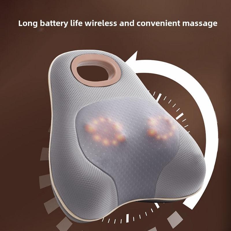 JAIYORL Rechargeable Shiatsu Portable Massager, Massage Cushion for Neck, Shoulder, Back, with Rotating Heads Heat