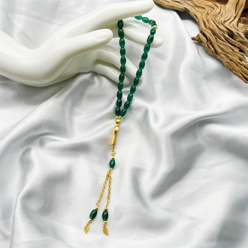 Glass Prayer Beads Tasbih 33 Muslims Prayer Beads Rosary Beads Bracelet with Tassels Muslims Islams Misbaha Bracelet