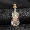 Elegant Unisex Violin Brooch with Rhinestones - Fashionable and Versatile Accessory
