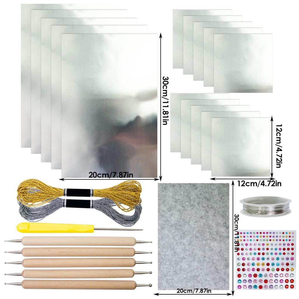 Handmade Foil Paper Craft Kit with Shimmer gold and silver Christmas Engraving Art ornament making kit for Painting Art Projects