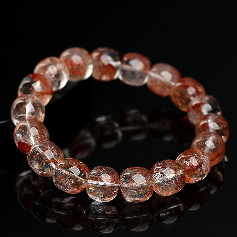 Hongchu Crystal Natural red agate flower-shaped bead bracelet Iridescent Crystal Bracelet