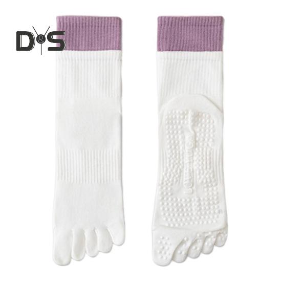 

1 пара носков для йоги с нескользящей накладкой, дышащие, влагоотводящие, для балета, танцев, фитнеса, пилатеса, спорта, спортзала, носки до середины икры белый