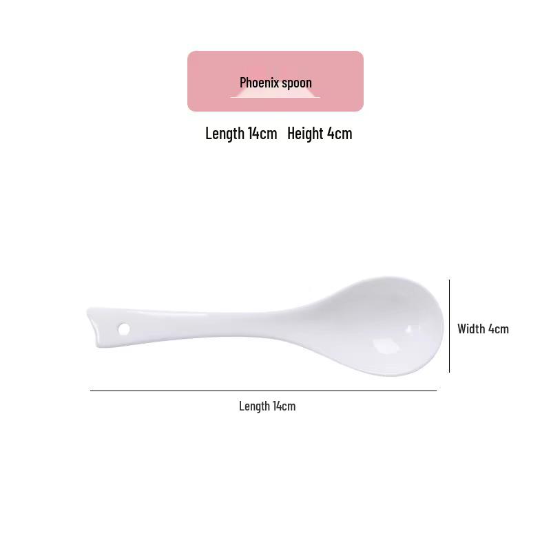 White Ceramic Long-Handle Ladle - Scratch-Resistant, Large Soup Spoon for Commercial and Household Use