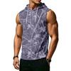 Men’s Athletic Sleeveless Hoodie with Drawstring Hood and Front Pocket Casual Loose Fit Camouflage Patterned Vest Top