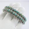 Kingman Turquoise Sterling Silver Cuff Bracelet, Two-Row Boho Bangle