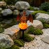 Outdoor Solar Powered Resin Sculptures Dragon Garden Statue Light, Halloween Witch Pathway Warm Figurine Lighting LED Glow, Gothic Medieval