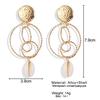 Gold Conch Shell Pearl Earrings Large Geometric Dangle Earring Bohemian Women Ear Drops Beach Gifts