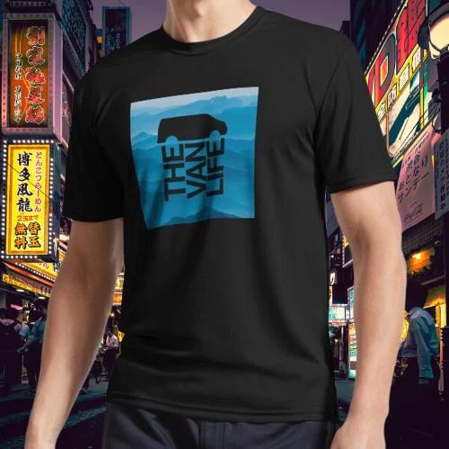Van Life blue mountain stencil Active Logo T-Shirt Funny Size S to 5XL XL