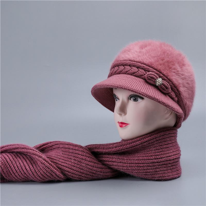 Autumn and winter female rabbit fur wool hat winter velvet warm hat