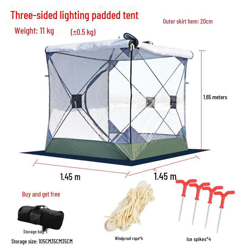 Instant Open Fully Automatic Winter Fishing Tent - No Assembly Needed, Thickened for Warmth and Cold Protection, Ideal for Camping and Ice Fishing.