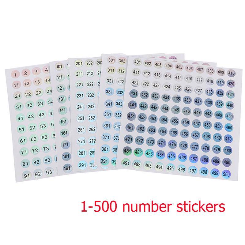 1/2/5 Sheet Number 1-500 Laser Marker Stickers For Nail Polish Glue Bottle Waterproof Stickers