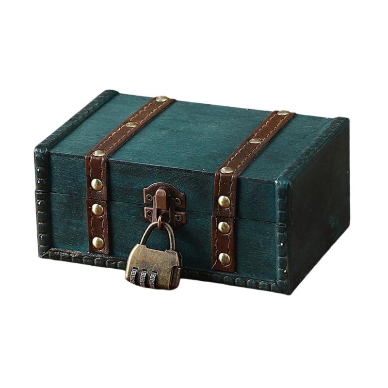 Vintage Locking Storage Box Antique Wooden Design Secure Safety Lock For Homes Organization Jewelry Documents Storage