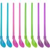 8 PCS Plastic Straw Spoons Reusable Straw Spoons Detachable Straw Spoon Cocktail Stirrer Coffee