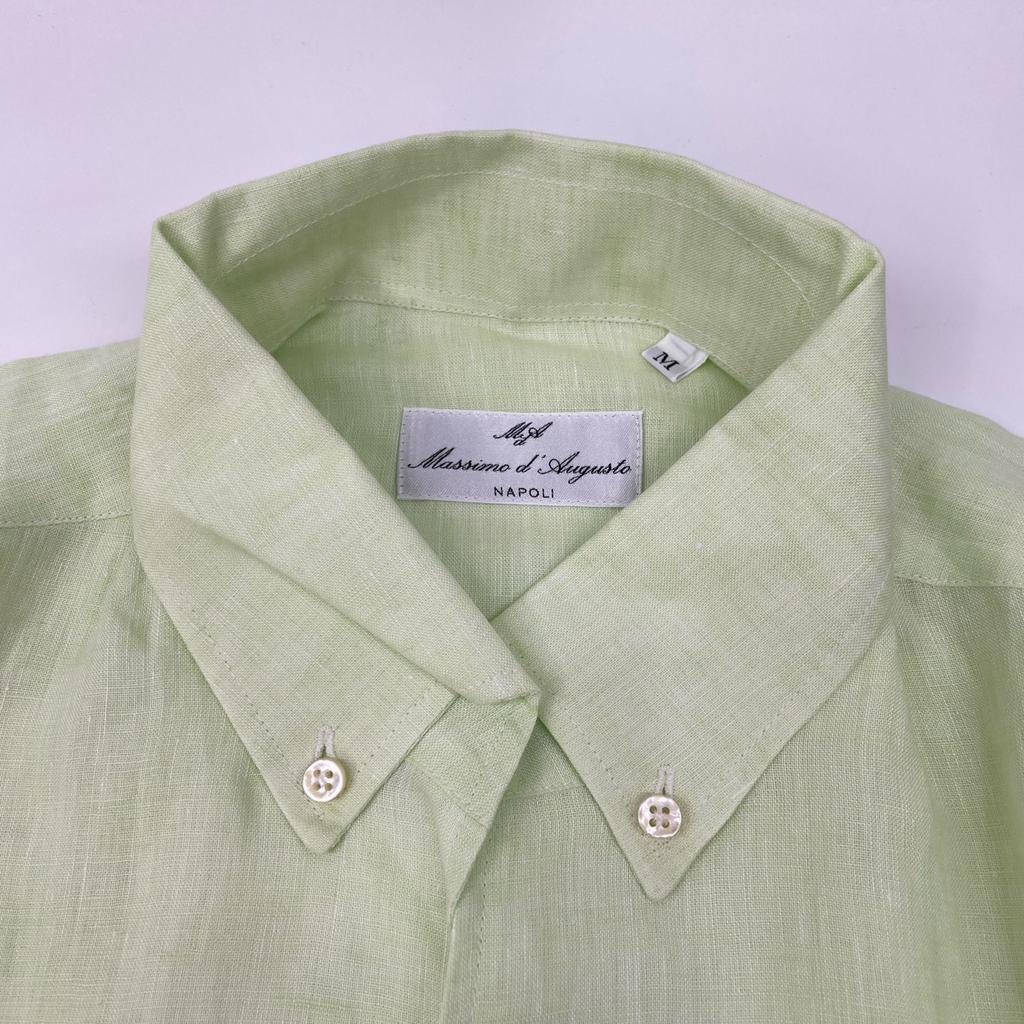 Massimo d'Augusto Lime Green MAX6 100% Linen One-Piece Button-Down Shirt Tops M Lime greenUsed