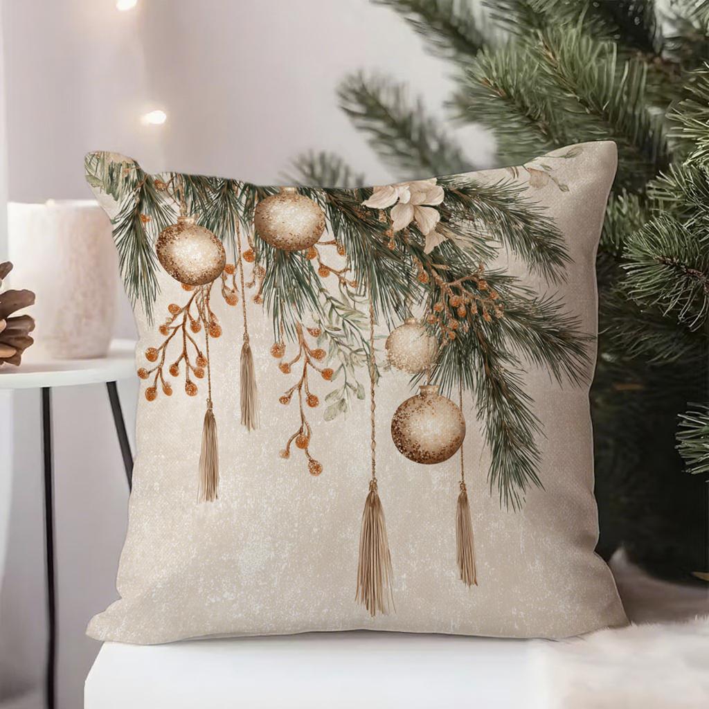 

Wreath-decorated Christmas PillowcaseSuitable for sofa car bedroom decorative cushion cover pillow cover 16x16Inch