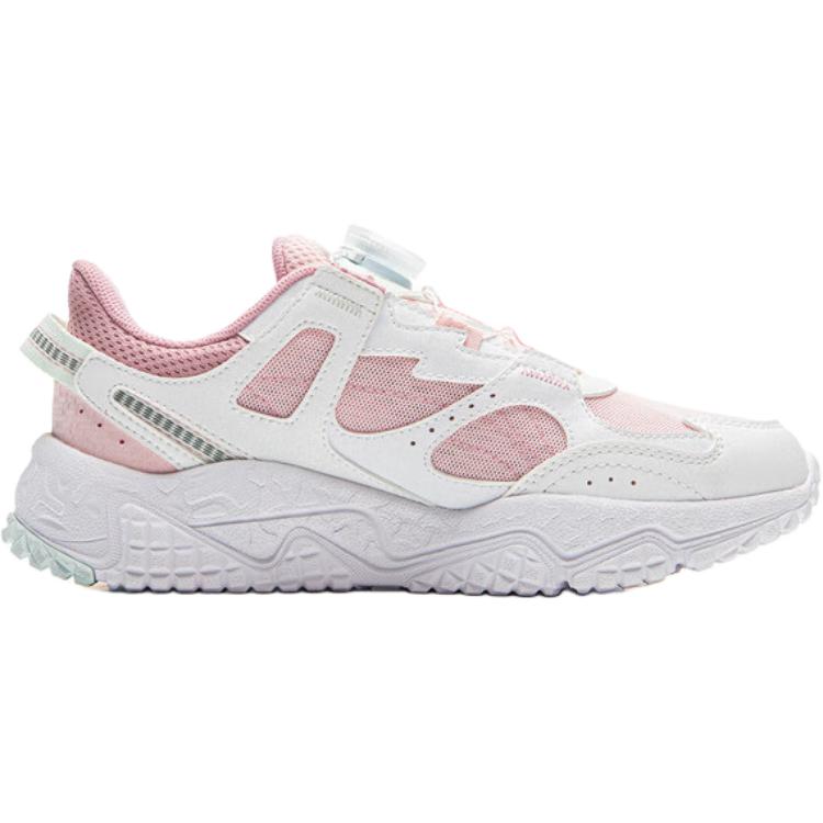 Li Ning Kids Comfortable Versatile Durable Shock Absorbing Low Top Casual Shoes Kids sneaker Pink White YKCU230-2