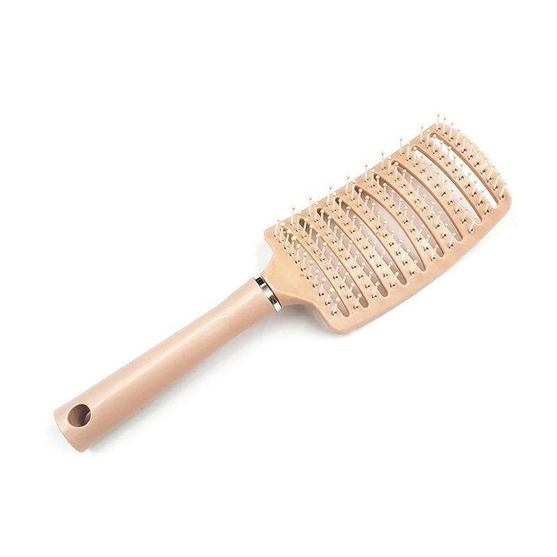 Macaron Large Curved Leather Massage Comb High Cranial Top Fluffy Comb Curly Hair Styling Comb Curved Nine-rib Comb