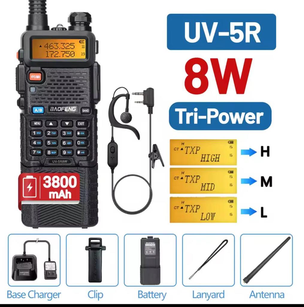 Baofeng UV-5R High-Power Dual-Band Long-Range Walkie-Talkie (English Version)