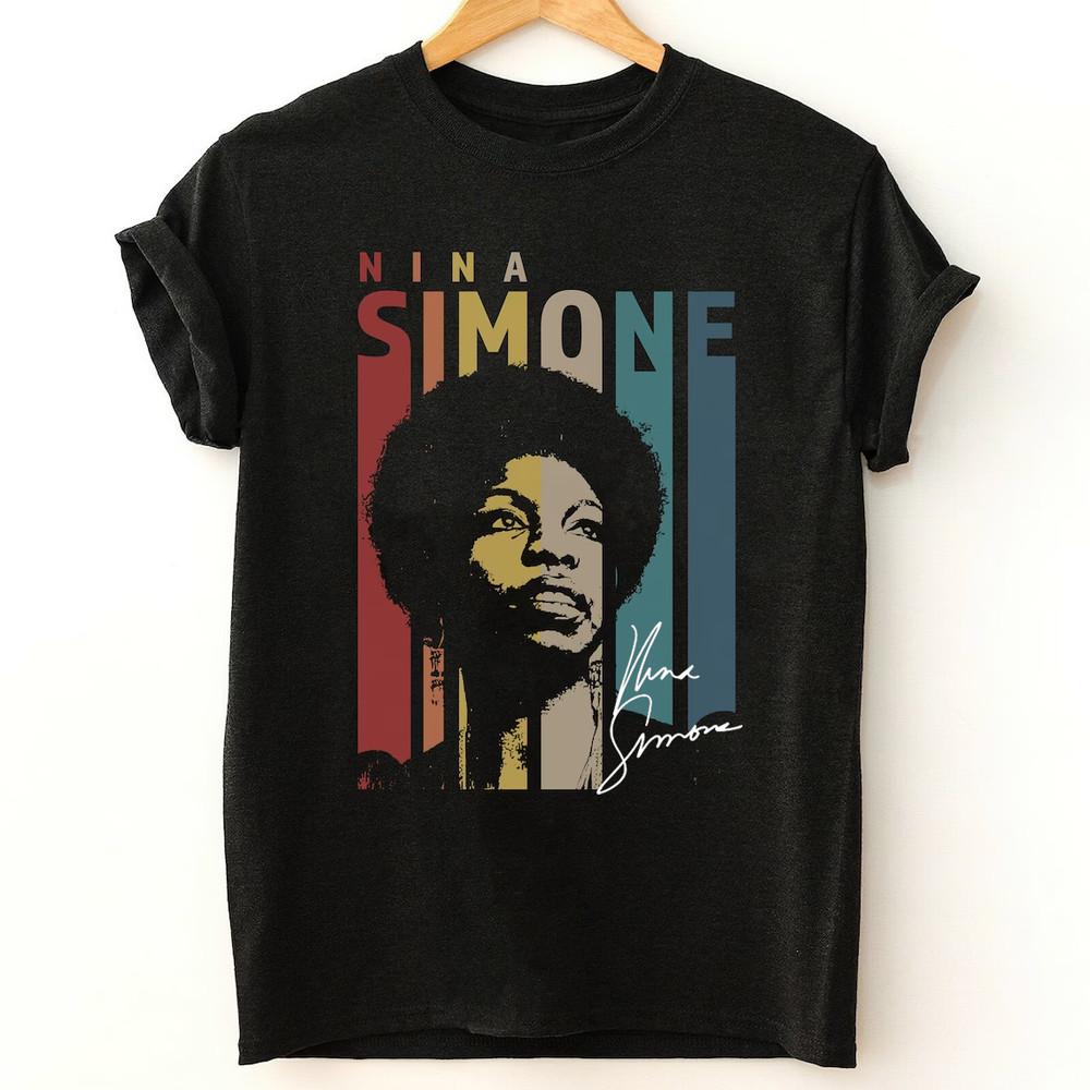 Retro Blue Music Nina Simone Shirt Classic Black Unisex S-4XL IM1041 Unisex T-Shirt S