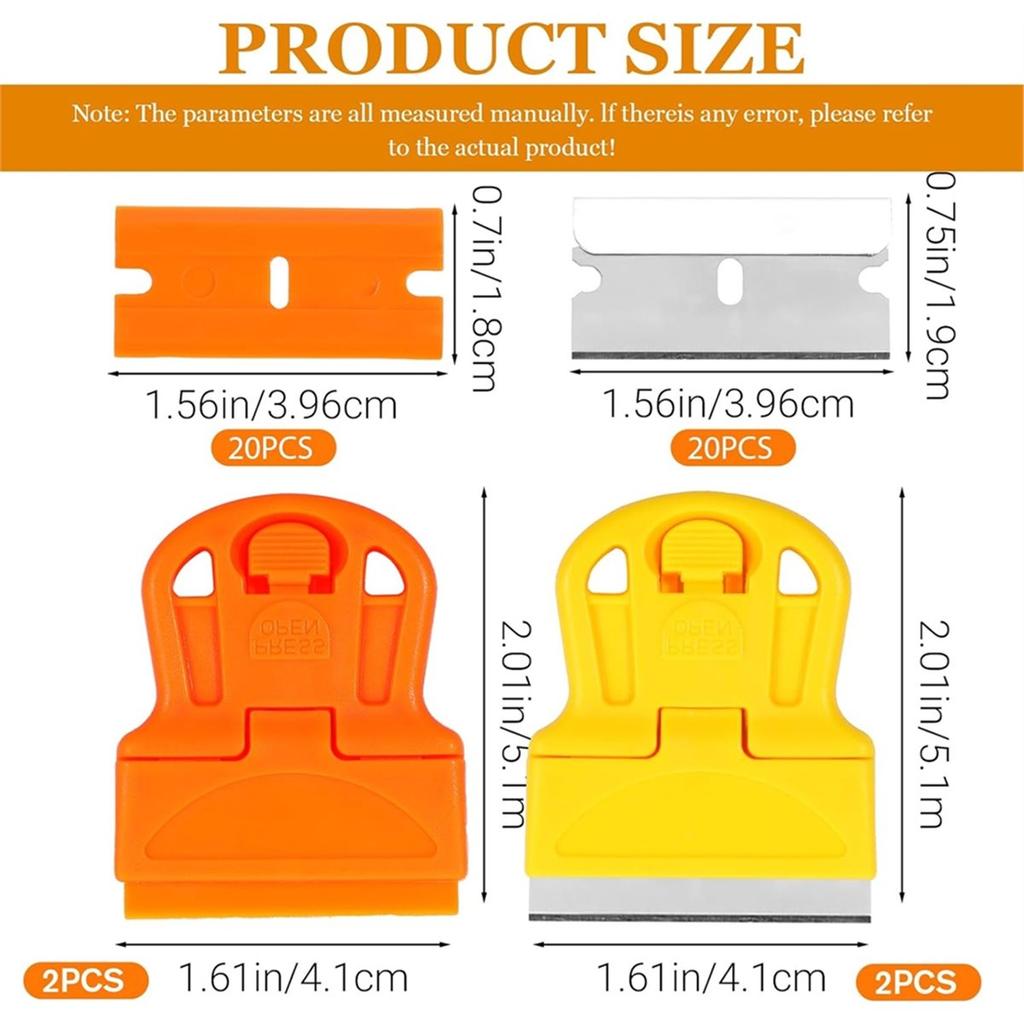 4 Pcs Plastic Blade Scraper Adhesive Remover Cleaning Scrapers Paint Scraper Tool for Removing Labels Stickers Taping