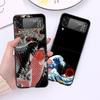 Wave Art Japanische Grüne Illust Hülle für Samsung Galaxy Z Flip 3 5G ZFlip ZFlip3 Z Flip 4 ZFlip4 Harte PC Luxus Hüllen Funda