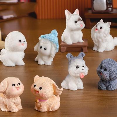 Figurines Miniature Cute Puppy Animal Micro Landscape Dog Sculpture Ornament Desk Accessories For Home Decoration Kids Gifts