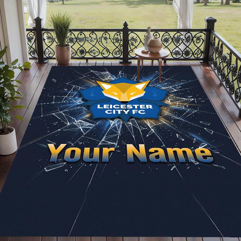 Custom Text Printed Rug Leicester City Non Slip Floor Carpet For Home Room Decor
