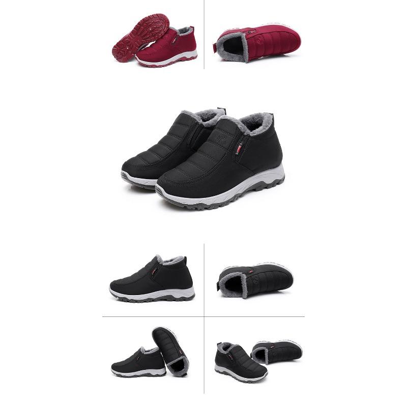 Zapatos de algodón de invierno del viejo Pekín para mujer, de terciopelo, engrosados, cálidos, botas de nieve, para hombres y mujeres de mediana edad y ancianos, los mismos zapatos de algodón para parejas